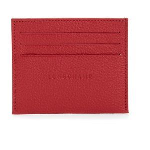 LONGCHAMP Le Foulonne Leather Slim Card Case Red